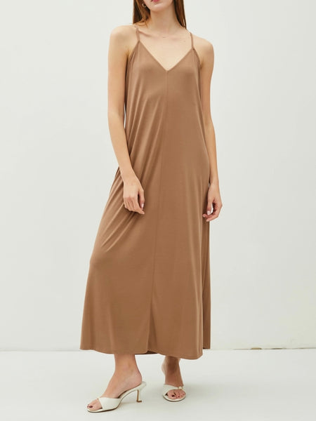 Mocha Modal V-Neck Maxi Dress
