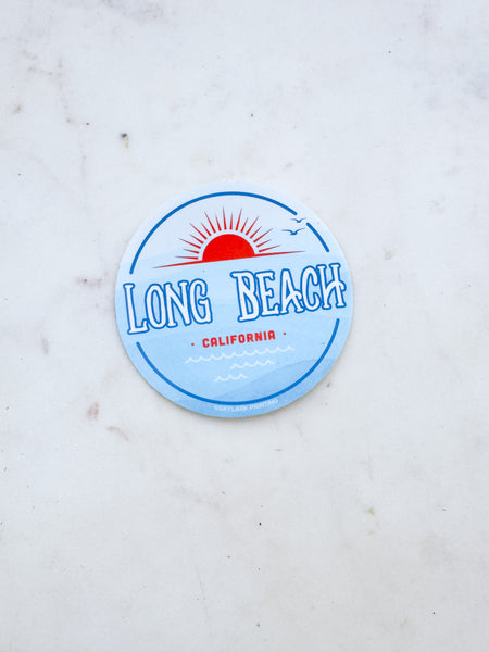 Long Beach California Sunset Sticker