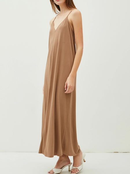 Mocha Modal V-Neck Maxi Dress