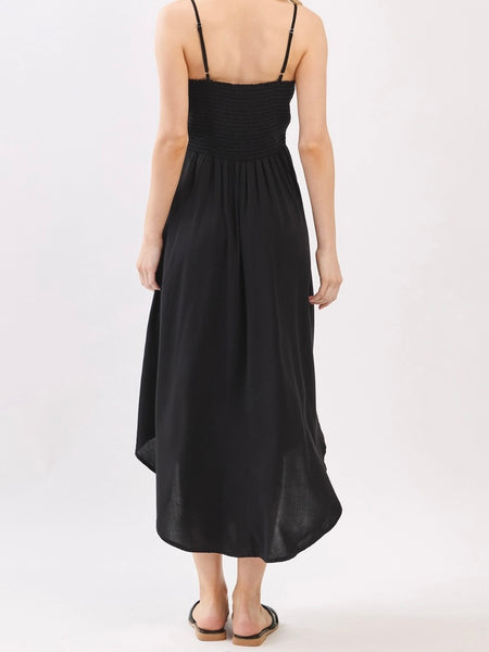 Black Ruched Midi Dress