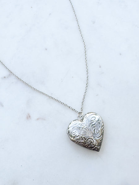 Silver Heart Locket Necklace