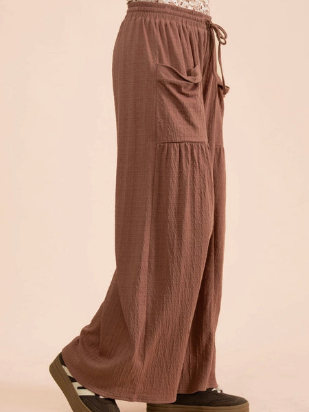 Brick Textured Flowy Wide Leg Pants