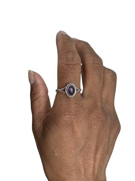 Oval Amethyst Sterling Silver Ring