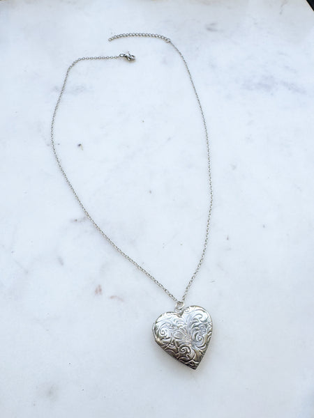 Silver Heart Locket Necklace