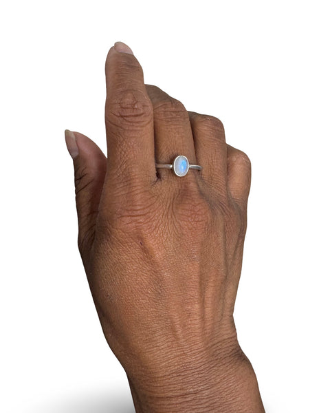Oval Moonstone Sterling Silver Ring