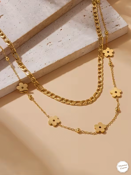 Tiered Flowers Chain Necklace