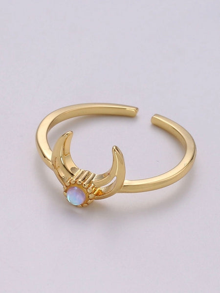 Crescent Moon Opal Ring