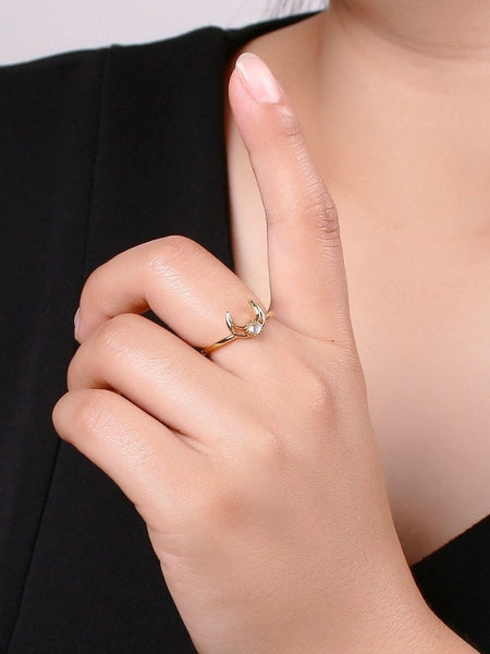 Crescent Moon Opal Ring