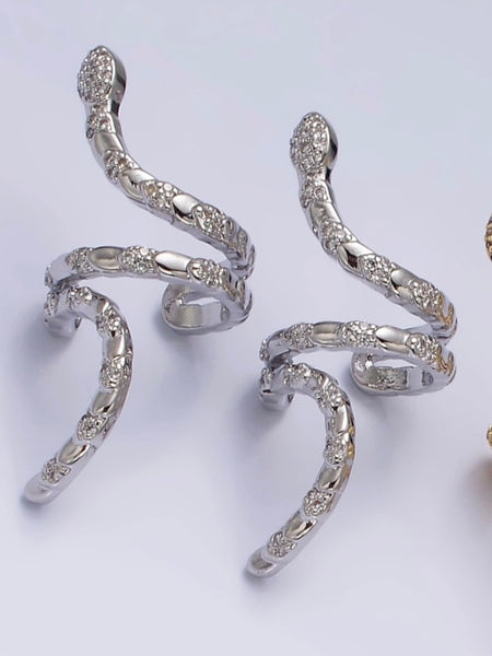 Snake Serpent Scale Textured Long Ear Cuff