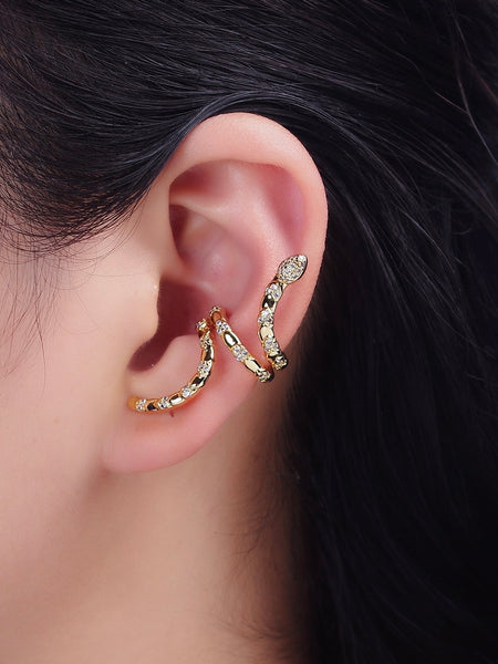Snake Serpent Scale Textured Long Ear Cuff