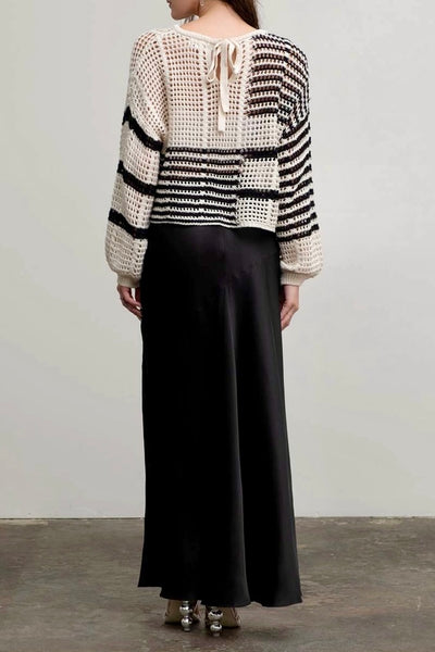 Stripe Crochet Knit Sweater