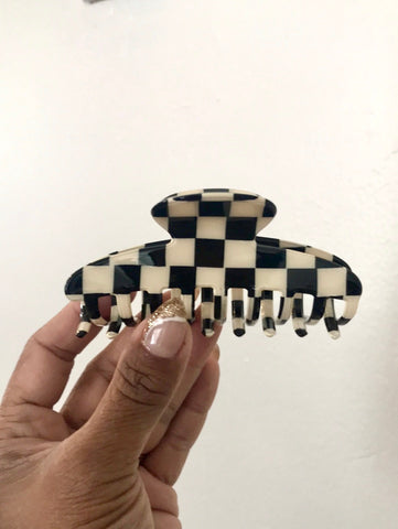 Black Checkered Hair Claw
