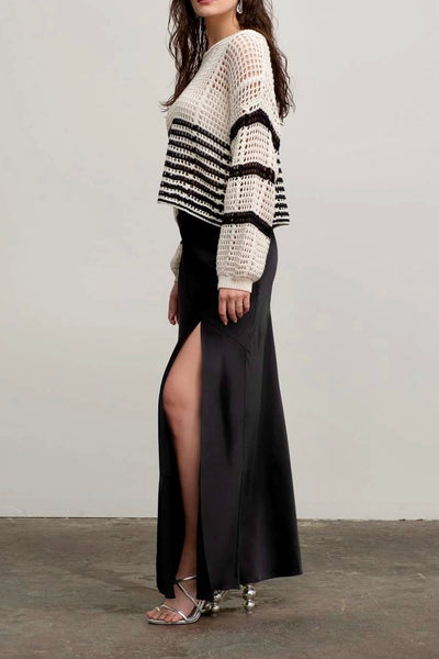 Stripe Crochet Knit Sweater