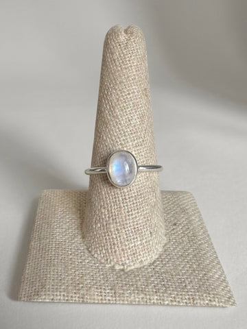 Oval Moonstone Sterling Silver Ring