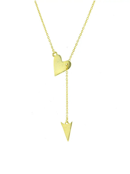 Heart and Arrow Adjustable Lariat Necklace