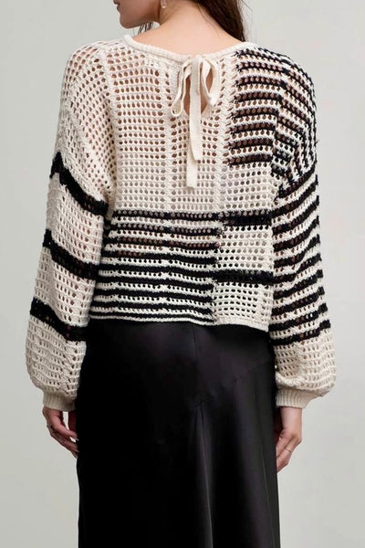 Stripe Crochet Knit Sweater