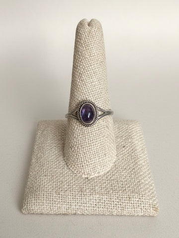 Oval Amethyst Sterling Silver Ring