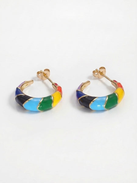 Rainbow Enamel Hoops 0115