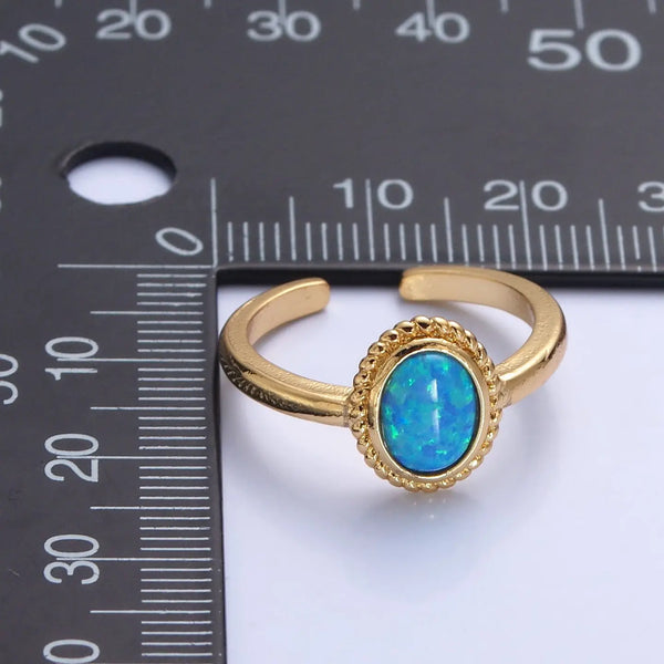 Dainty Ocean Blue Opal Stone Ring