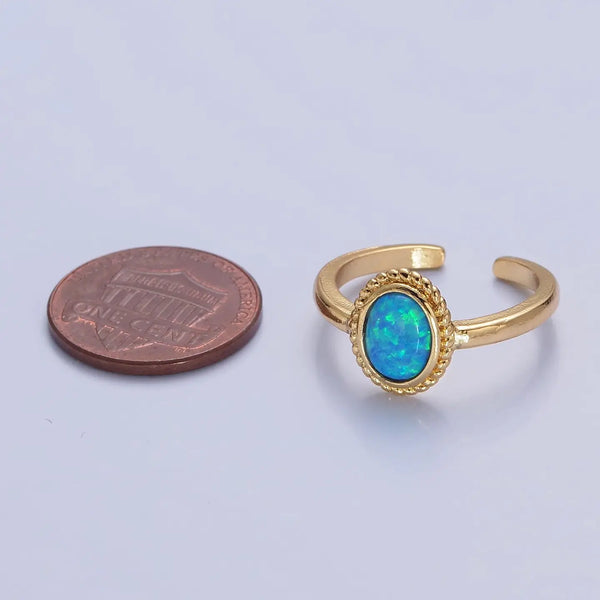 Dainty Ocean Blue Opal Stone Ring