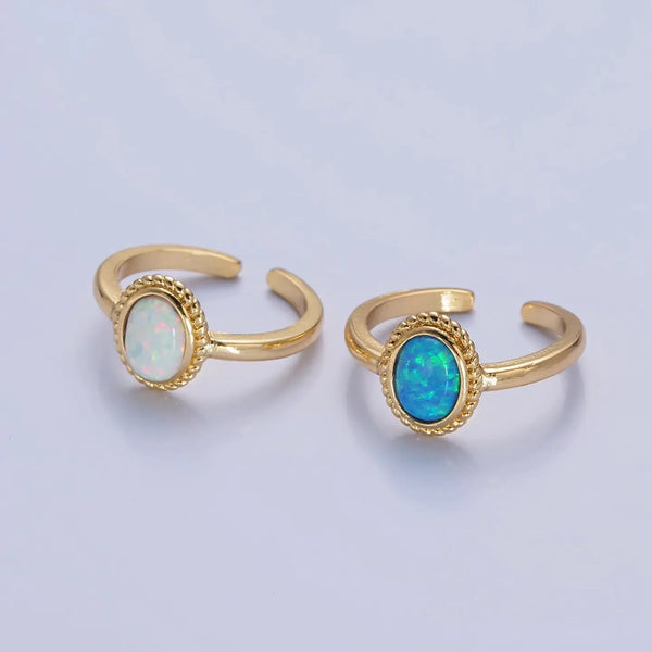 Dainty Ocean Blue Opal Stone Ring