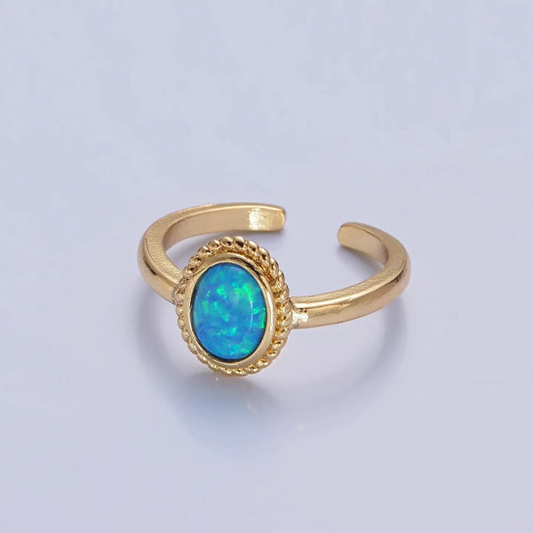 Dainty Ocean Blue Opal Stone Ring