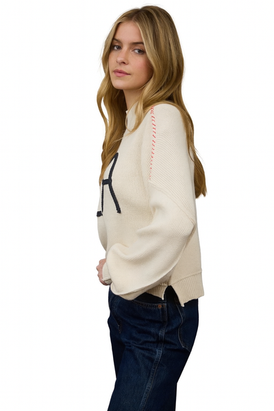 Los Angeles Embroidered Stitched Knit Sweater