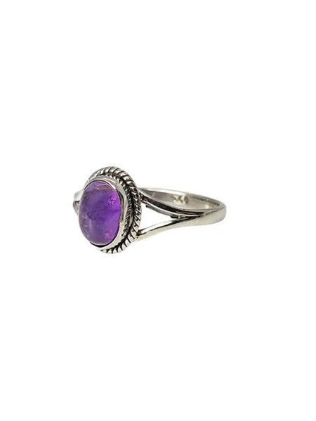Oval Amethyst Sterling Silver Ring