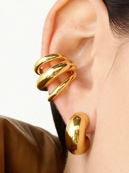 Trilayer C Hoop Ear Cuff