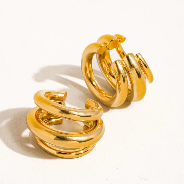 Trilayer C Hoop Ear Cuff