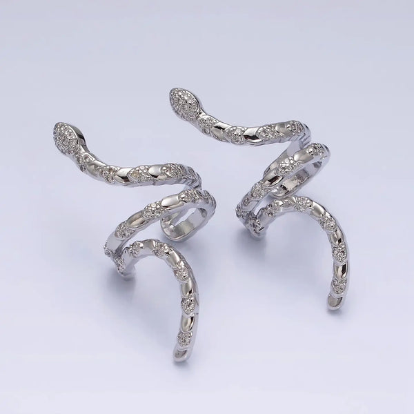 Snake Serpent Scale Textured Long Ear Cuff