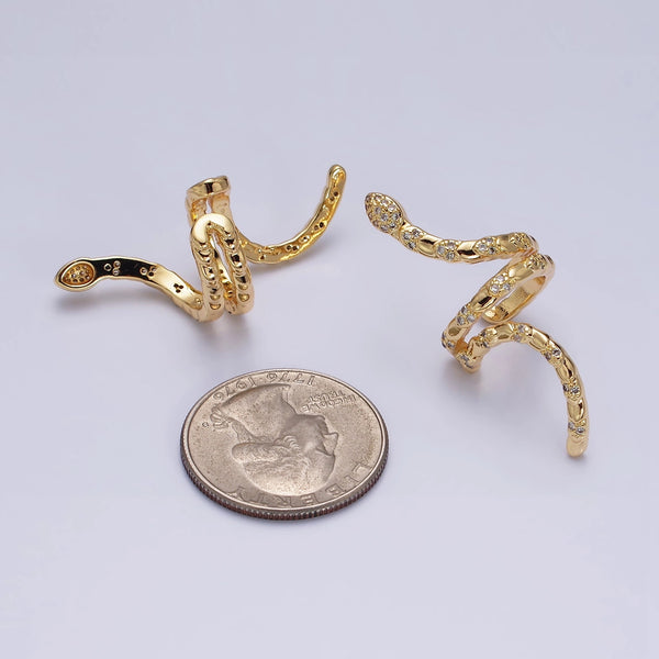 Snake Serpent Scale Textured Long Ear Cuff