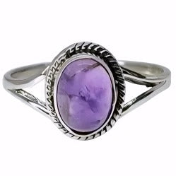 Oval Amethyst Sterling Silver Ring