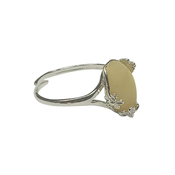 Butterscotch Baltic Amber Flower Sterling Silver Ring
