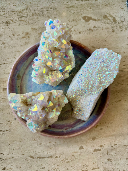 Angel Aura Cluster Crystal Stone Plates