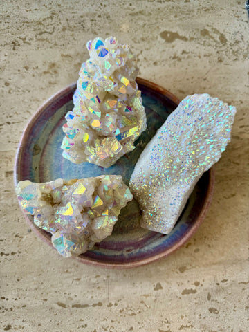 Angel Aura Cluster Crystal Stone Plates