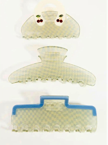 Stripe Checkers Hair Claw