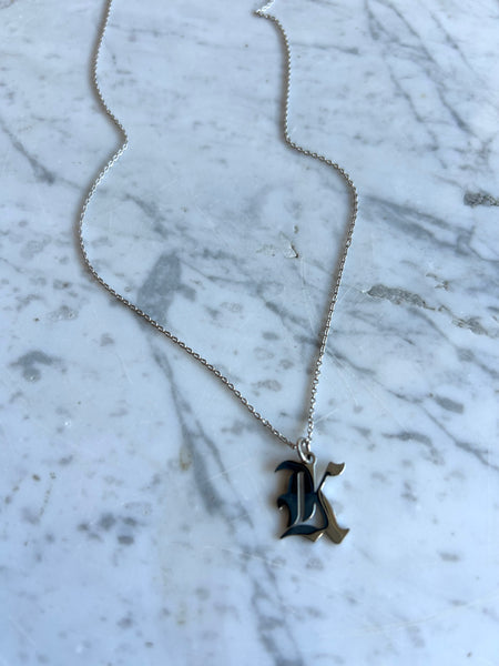 Old English Uppercase Intial Pendant Necklace
