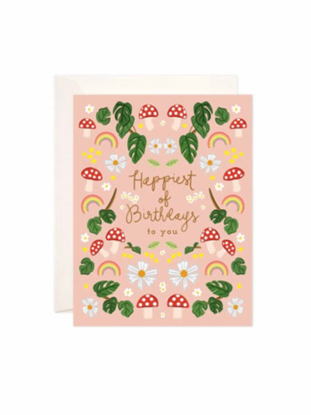 Bloomwolf Happiest Mushrooms Birthday Greeting Card