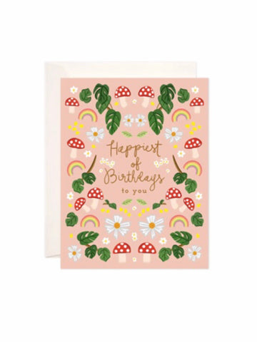 Bloomwolf Happiest Mushrooms Birthday Greeting Card