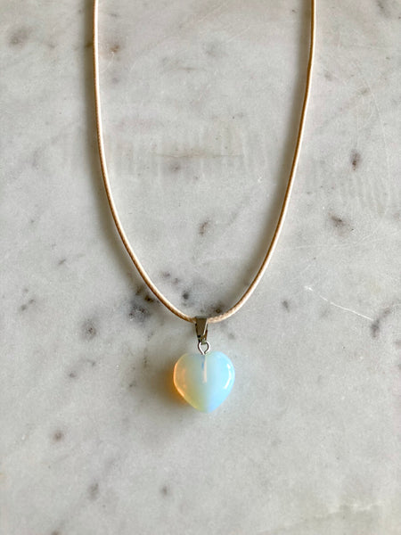 Opaline Heart Crystal pendant Necklace