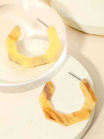 Two Tone Acetate Octagon Hoop Earrings