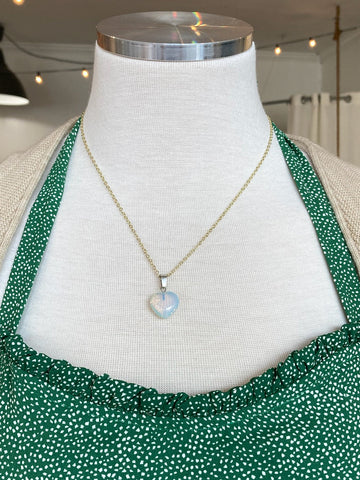 Opaline Heart Crystal pendant Necklace