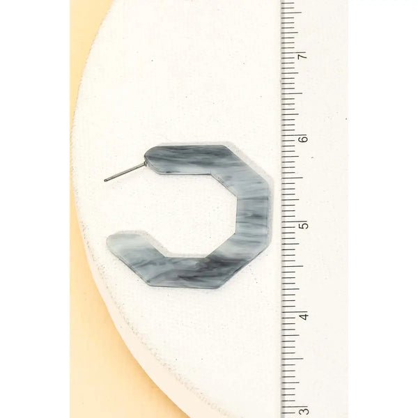 Two Tone Acetate Octagon Hoop Earrings
