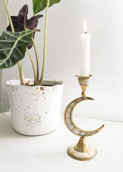 Mother of Pearl Moon Candle Holder