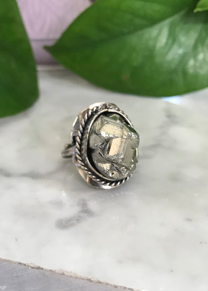 Gaby Pyrite Stone Ring