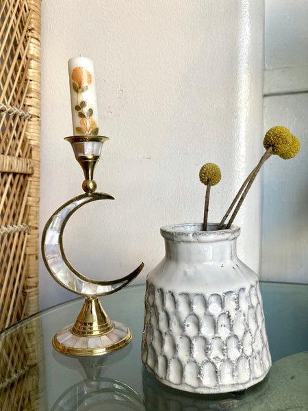 Mother of Pearl Moon Candle Holder