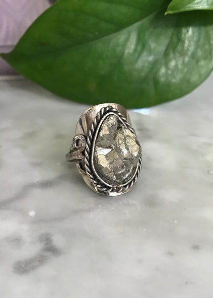Gaby Pyrite Stone Ring