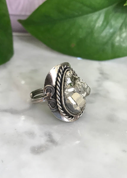 Gaby Pyrite Stone Ring