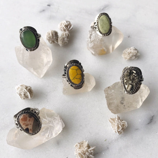 Gaby Pyrite Stone Ring